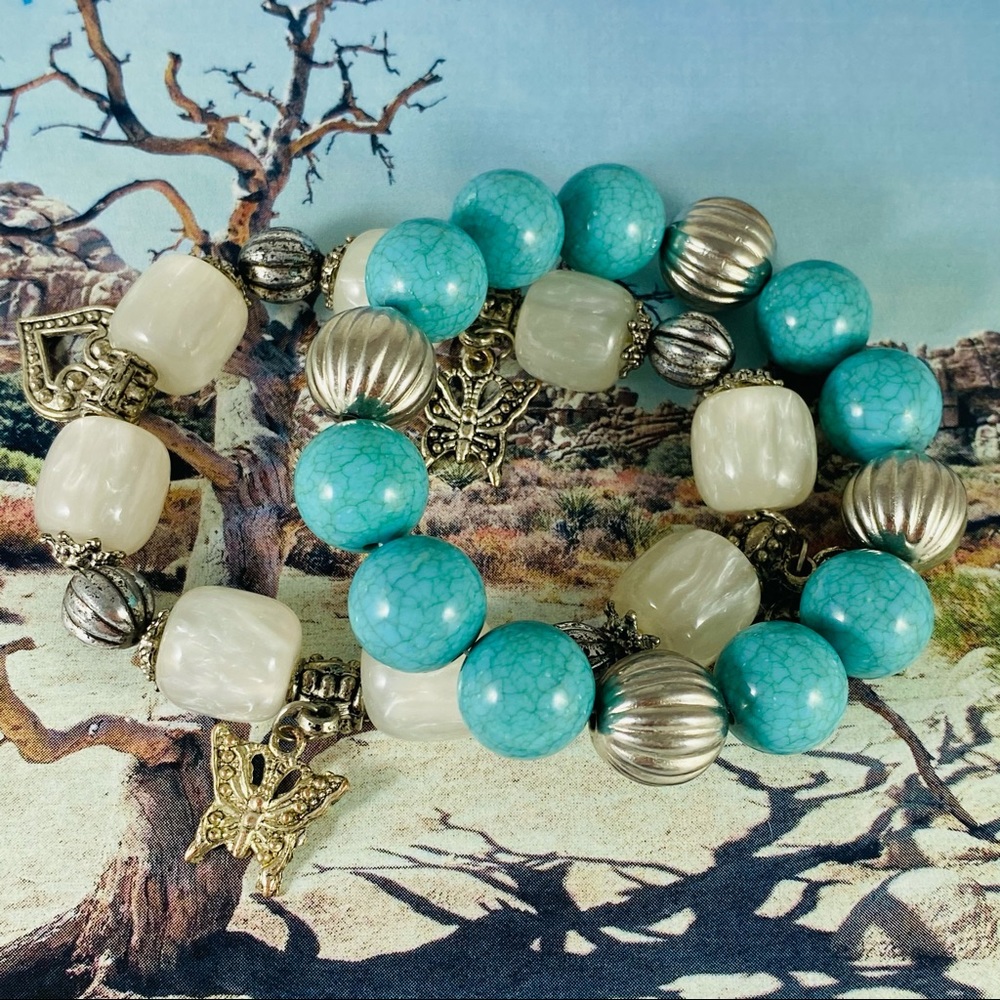 Beautiful Beaded Stretch Bracelets Butterfly - image 3